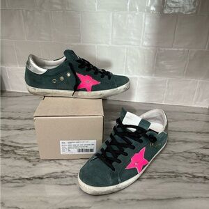 Golden Goose Petrol Sneakers with Fuchsia Star size 39